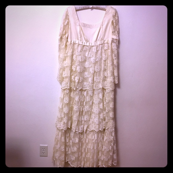Vintage Dresses & Skirts - Vintage Wedding Dress Bridal Lace Empire Waist